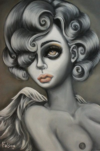 Burden Of Bliss by Lizzy Falcon framed canvas print