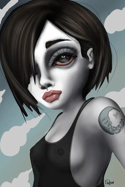 Taking Back The Moon by Lizzy Falcon framed canvas print