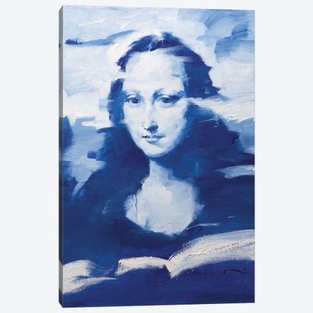 Mona In Blue Canvas Print #LZH19} by Li Zhou Canvas Wall Art