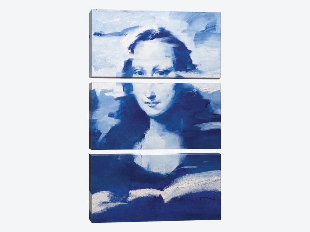 Mona In Blue by Li Zhou 3-piece Canvas Art