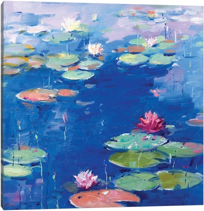 Water Lily VII Canvas Art Print - Pastel Impressionism
