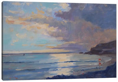 Summer Evening Lights, Sorrento Back Beach Canvas Art Print - Li Zhou