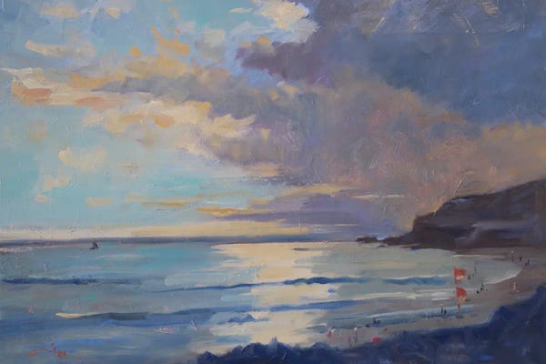 Gray & Purple: Summer Evening Lights, Sorrento Back Beach by Li Zhou