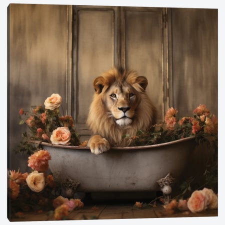 Bathroom Jungle Joy CLVII Canvas Print #LZR3} by Lazar Studio Canvas Art