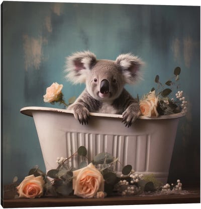 Bathroom Jungle Joy CLXV Canvas Art Print - Koala Art