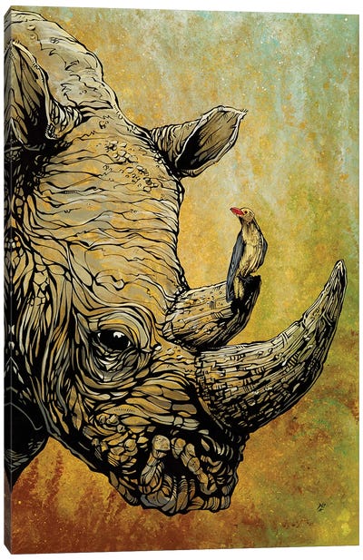 Friends In High Places Canvas Art Print - Rhinoceros Art