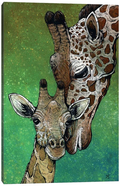 Mommy And Me Canvas Art Print - Green Art