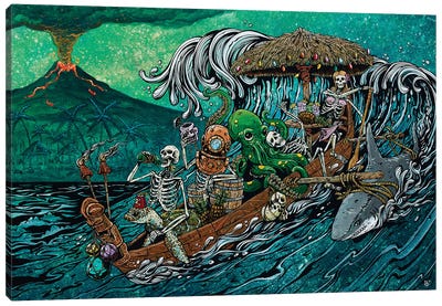 Party Barge Canvas Art Print - Sea Life Art