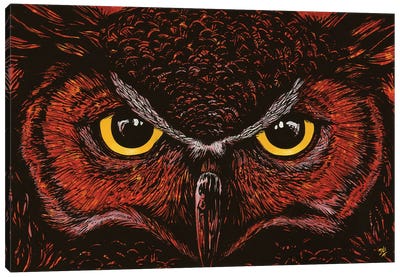 The Owl Canvas Art Print - Red Art