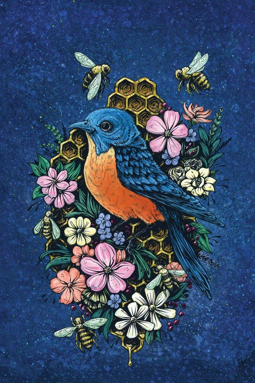 Honeycomb Harmony - Blue by David Lozeau wall art