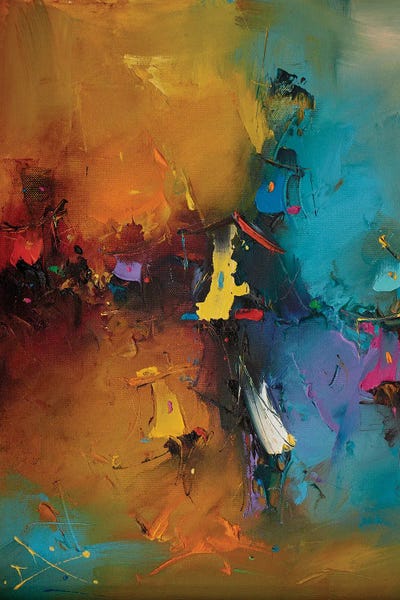 Teal Abstract Art: Worlds by Stanislav Lazarov