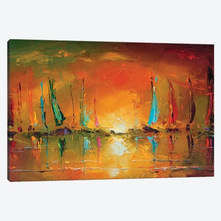 Framed Canvas Art (Gold Floating Frame) - Sea Decor by Stanislav Lazarov ( transportation > by Water > Boats > Sailboats art) - 18x26 in