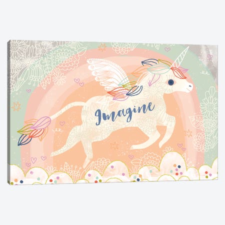 Imagine Unicorn Canvas Print #LZY1} by Lizzy Doyle Art Print