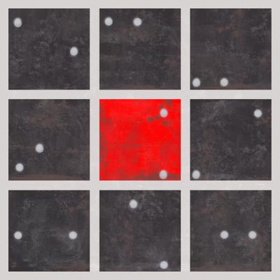 Modern Art-Cube Art Red Dice Center by 5by5collective canvas print