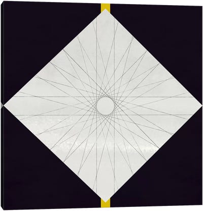 Modern Art-Geometric Pattern Concentric Circle Canvas Art Print - Black & White Art