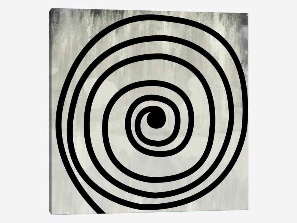 Mid Century Modern Art- Black Swirl by 5by5collective 1-piece Canvas Art Print
