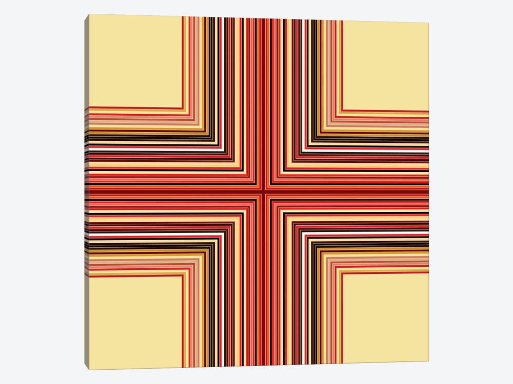 Mid Century Modern Art- Geometric Pattern Cross by 5by5collective 1-piece Canvas Wall Art