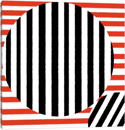 Modern Art- Inner Circle Canvas Art Print - Stripe Patterns