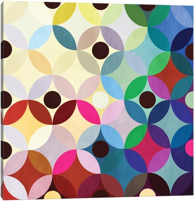 Mid Century Modern Art- Circular Motion Canvas Art Print - Polka Dot Patterns