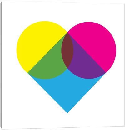Modern Art- Fluorescent Heart Diagram Canvas Art Print - Geometric Pop