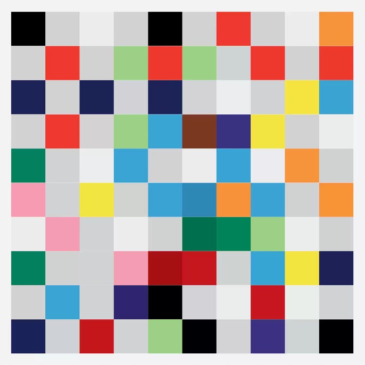 Modern Art- Pixilated Tile Art Colorful Square Pattern