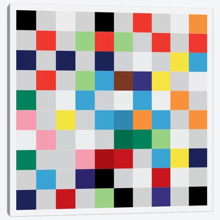 Modern Art- Pixilated Tile Art Colorful Square Pattern Canvas Print #MA143} by 5by5collective Canvas Artwork