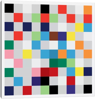 Modern Art- Pixilated Tile Art Colorful Square Pattern Canvas Art Print - Modern Art Collection