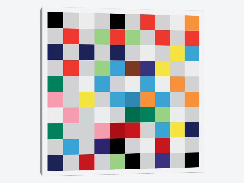 Modern Art- Pixilated Tile Art Colorful Square Pattern by 5by5collective 1-piece Art Print