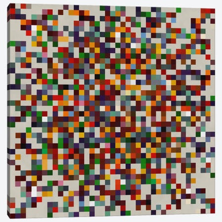 Modern Art- Pixilated Tile Art Colorful Cluster Canvas Print #MA148} by 5by5collective Canvas Wall Art