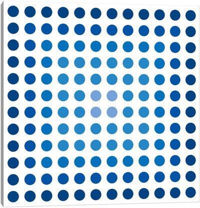 Modern Art- Faded Navy Dots Canvas Art Print - Polka Dot Patterns