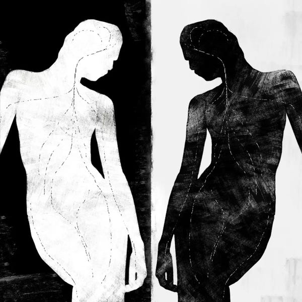 Large Black & White Art - Canvas Prints: Modern Art- Contrasting Silhouette Figure by 5by5collective