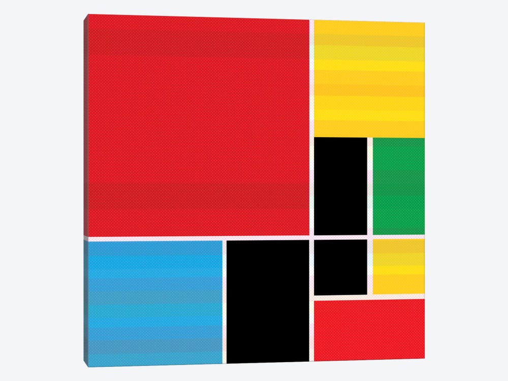 Modern Art- Colored Composition (After Mondrian) 1-piece Canvas Wall Art