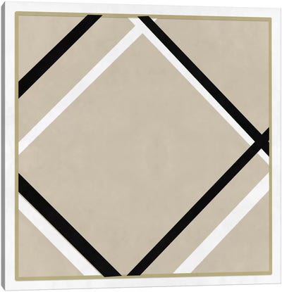 Modern Art- Lozenge with Four Lines & Gray Canvas Art Print - Modern Art Collection