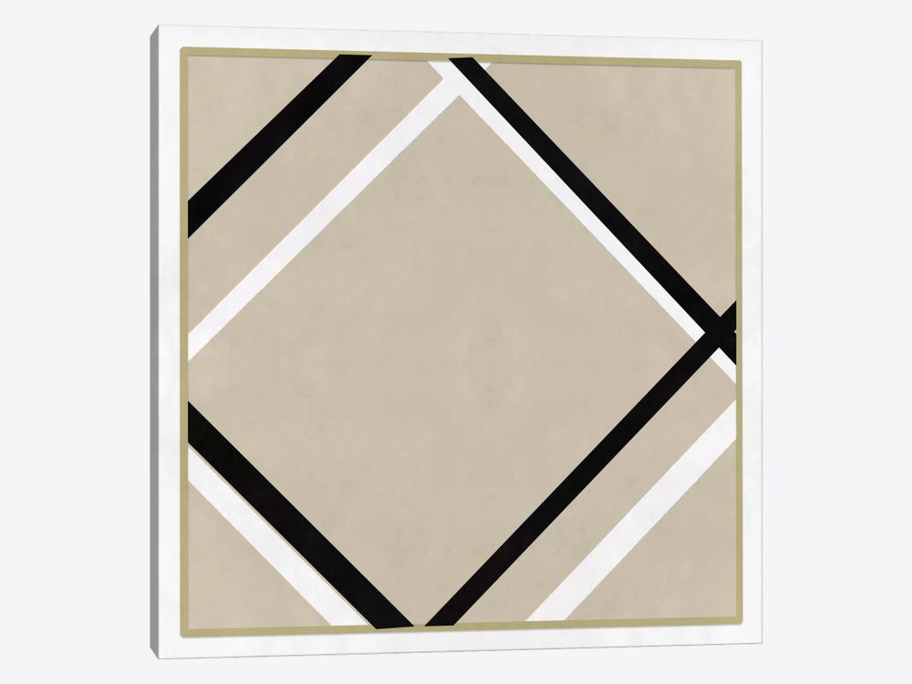 Modern Art- Lozenge with Four Lines & Gray by 5by5collective 1-piece Canvas Art