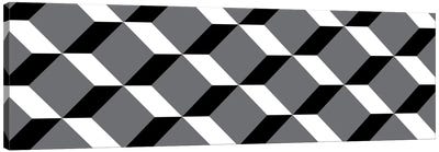 Modern Art- Cuboids Canvas Art Print - Black & White Patterns