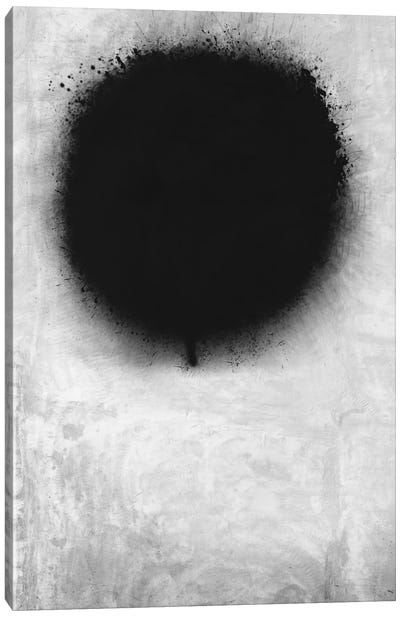 Modern Art - A Negative Sun Canvas Art Print - Black & White Abstract Art