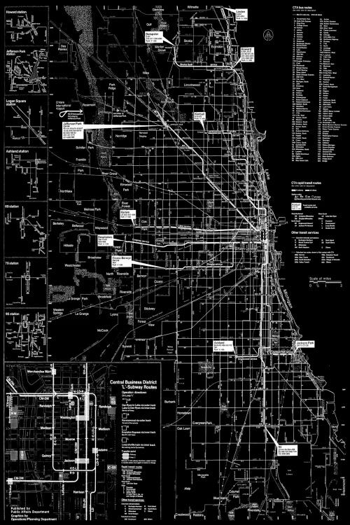 Modern Art - Chicago Transit Negative by 5by5collective wall art