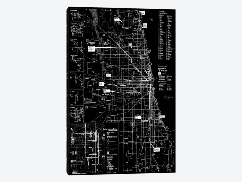 Modern Art - Chicago Transit Negative by 5by5collective 1-piece Canvas Artwork