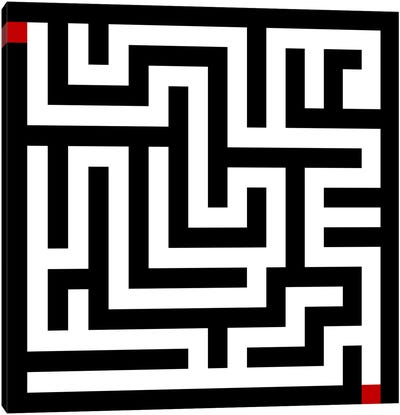 Modern Art- Labyrinth Canvas Art Print - Black & White Patterns