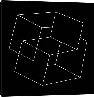 Modern Art- Cube Illusion Canvas Art Print - Black & White Patterns