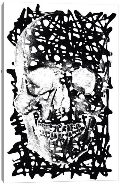 Modern Art - Black Splatter Skull Canvas Art Print - What "Dark Arts" Await Behind Each Door?