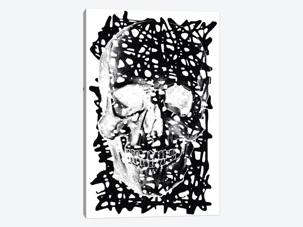 Modern Art - Black Splatter Skull by 5by5collective 1-piece Canvas Art