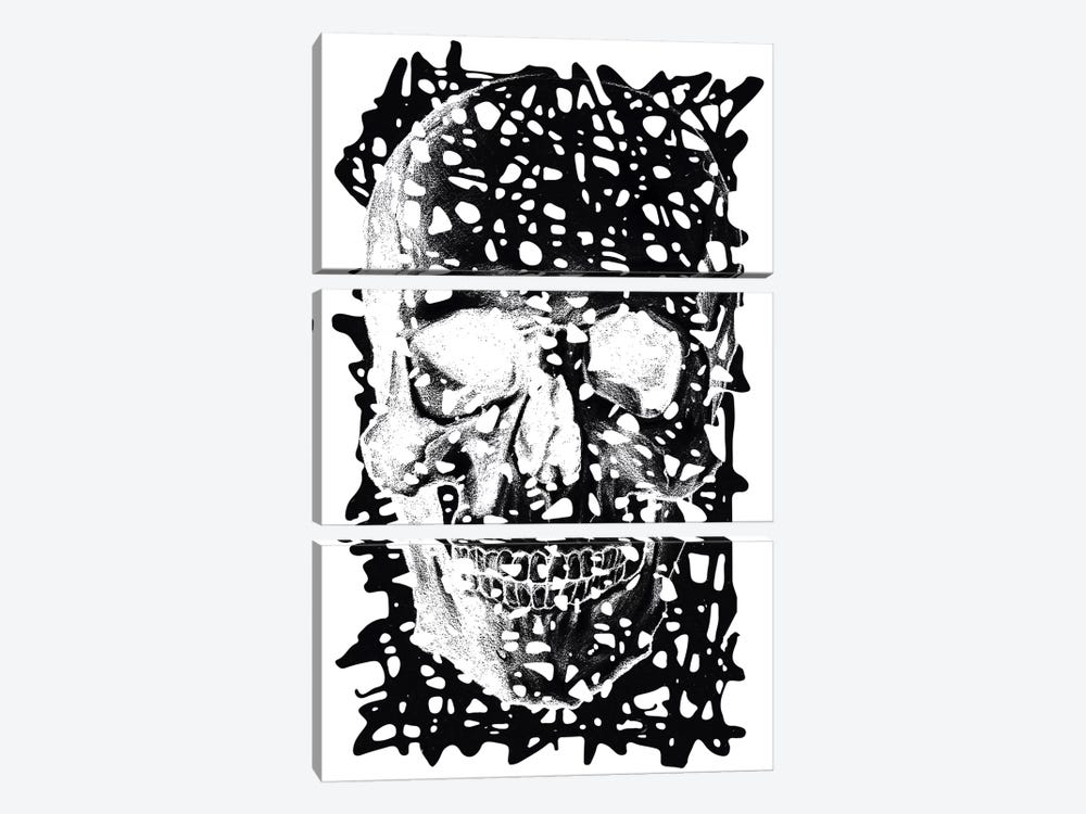 Modern Art - Black Splatter Skull 3-piece Canvas Wall Art