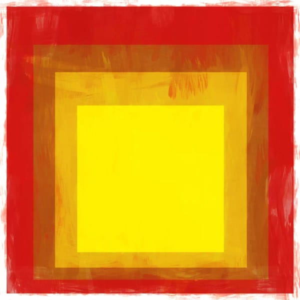 Unexpected Red: Modern Art- Red & Yellow Squares by 5by5collective