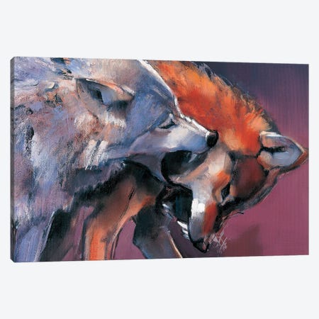 Two Wolves Canvas Print #MAD30} by Mark Adlington Canvas Art