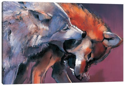 Two Wolves Canvas Art Print - Mark Adlington