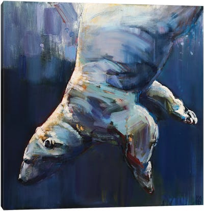 Dark Waters, 2016 Canvas Art Print - Polar Bear Art