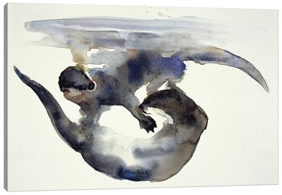 Courtship Canvas Art Print - Otter Art