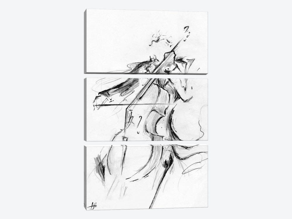 Cellist - Minimalist by Marc Allante 3-piece Canvas Art