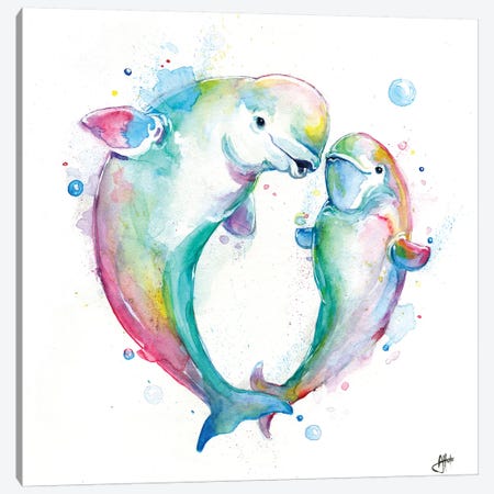 Bubbly Belugas Canvas Print #MAE128} by Marc Allante Canvas Wall Art